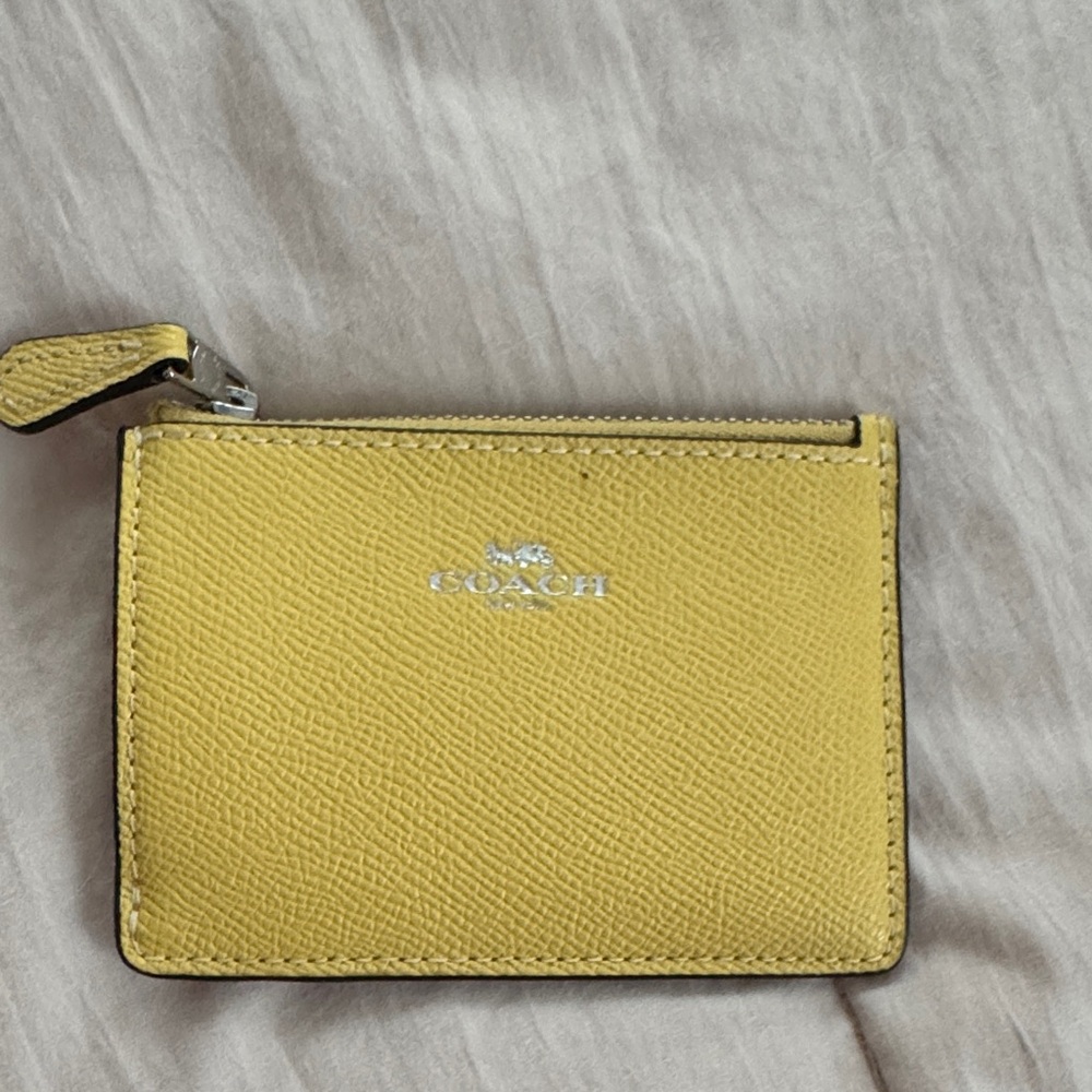 Coach Yellow Leather Zip Card Case
